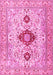 Machine Washable Persian Pink Traditional Rug, wshtr3796pnk