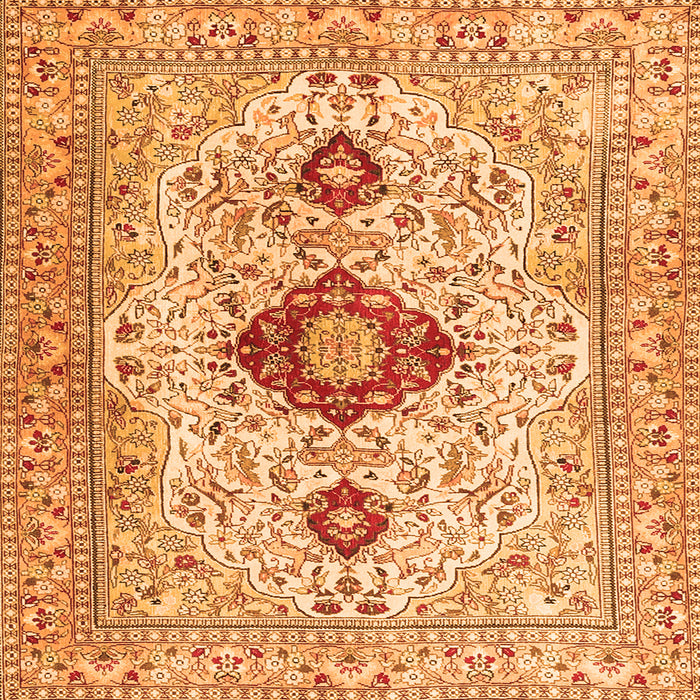 Round Machine Washable Persian Orange Traditional Area Rugs, wshtr3796org