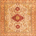 Round Machine Washable Persian Orange Traditional Area Rugs, wshtr3796org