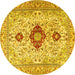 Round Persian Yellow Traditional Rug, tr3796yw