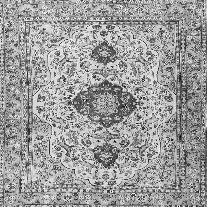 Round Machine Washable Persian Gray Traditional Rug, wshtr3796gry