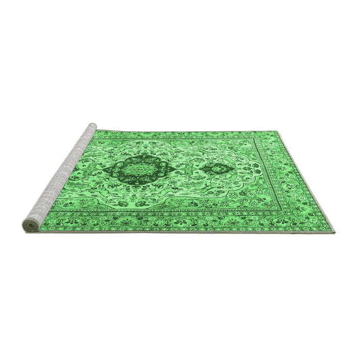 Sideview of Machine Washable Persian Emerald Green Traditional Area Rugs, wshtr3796emgrn