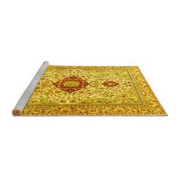 Sideview of Machine Washable Persian Yellow Traditional Rug, wshtr3796yw