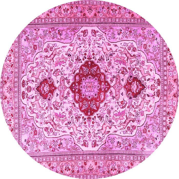 Round Persian Pink Traditional Rug, tr3796pnk