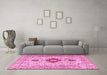 Machine Washable Persian Pink Traditional Rug in a Living Room, wshtr3796pnk