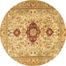 Round Persian Brown Traditional Rug, tr3796brn