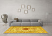 Machine Washable Persian Yellow Traditional Rug in a Living Room, wshtr3796yw