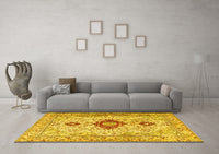 Machine Washable Persian Yellow Traditional Rug, wshtr3796yw