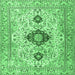 Square Machine Washable Persian Emerald Green Traditional Area Rugs, wshtr3796emgrn