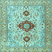 Square Machine Washable Persian Light Blue Traditional Rug, wshtr3796lblu