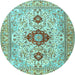 Round Persian Light Blue Traditional Rug, tr3796lblu