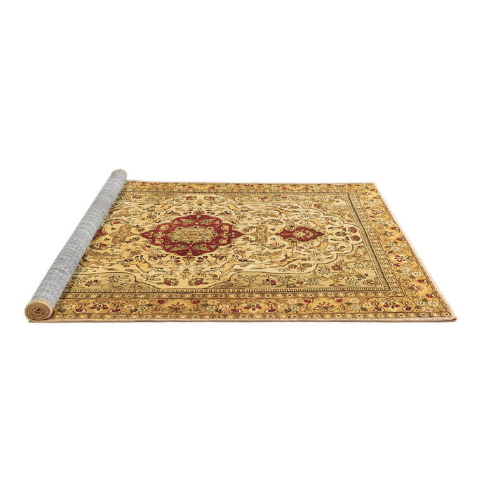Sideview of Machine Washable Persian Brown Traditional Rug, wshtr3796brn