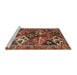 Sideview of Machine Washable Traditional Saffron Red Rug, wshtr3797