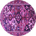 Round Machine Washable Persian Purple Traditional Area Rugs, wshtr3797pur