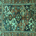 Square Machine Washable Persian Turquoise Traditional Area Rugs, wshtr3797turq