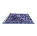 Sideview of Machine Washable Persian Blue Traditional Rug, wshtr3797blu