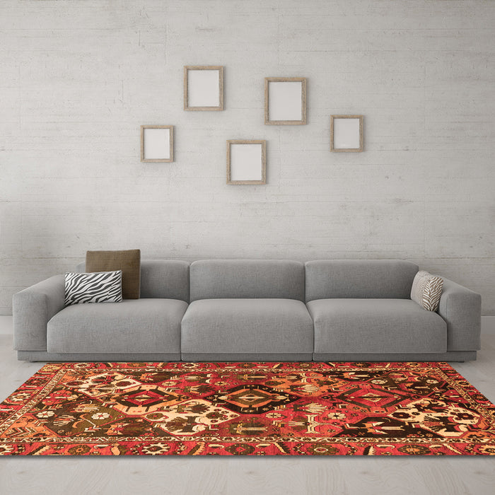 Machine Washable Persian Orange Traditional Area Rugs in a Living Room, wshtr3797org