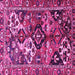 Square Machine Washable Persian Pink Traditional Rug, wshtr3797pnk