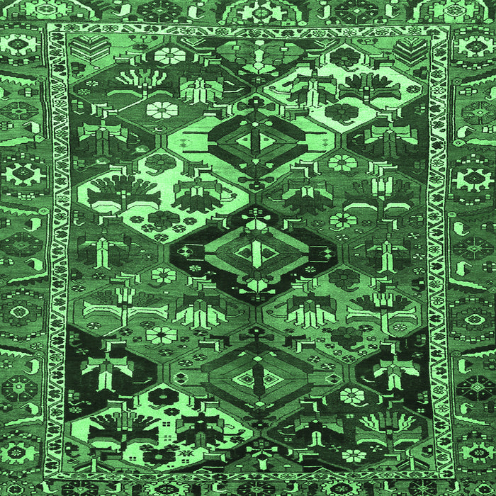 Square Machine Washable Persian Emerald Green Traditional Area Rugs, wshtr3797emgrn