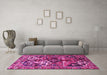 Machine Washable Persian Pink Traditional Rug in a Living Room, wshtr3797pnk