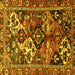 Square Machine Washable Persian Yellow Traditional Rug, wshtr3797yw