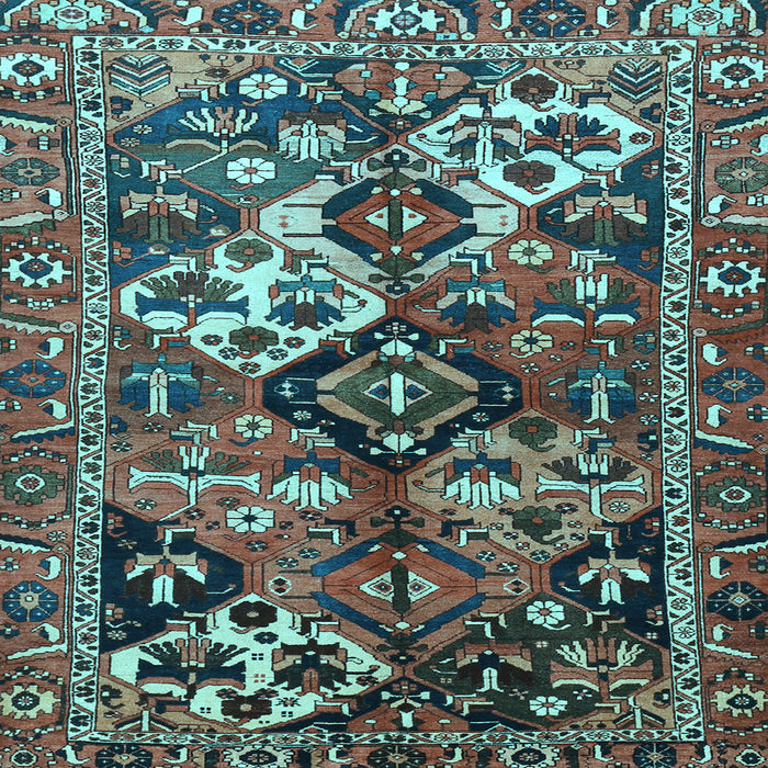 Square Machine Washable Persian Light Blue Traditional Rug, wshtr3797lblu