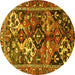 Round Persian Yellow Traditional Rug, tr3797yw