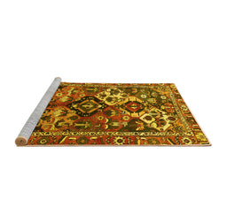 Sideview of Machine Washable Persian Yellow Traditional Rug, wshtr3797yw