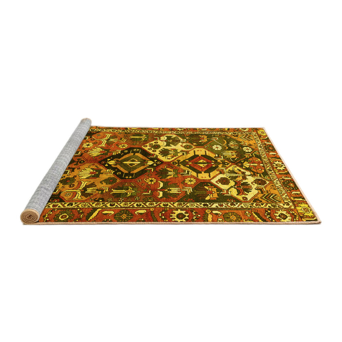Sideview of Machine Washable Persian Yellow Traditional Rug, wshtr3797yw