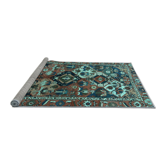 Sideview of Machine Washable Persian Light Blue Traditional Rug, wshtr3797lblu