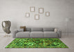 Machine Washable Persian Green Traditional Area Rugs in a Living Room,, wshtr3797grn