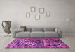 Machine Washable Persian Purple Traditional Area Rugs in a Living Room, wshtr3797pur