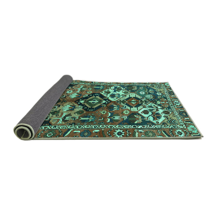 Sideview of Persian Turquoise Traditional Rug, tr3797turq