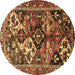 Round Machine Washable Persian Brown Traditional Rug, wshtr3797brn