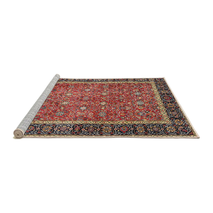 Sideview of Machine Washable Traditional Saffron Red Rug, wshtr3798