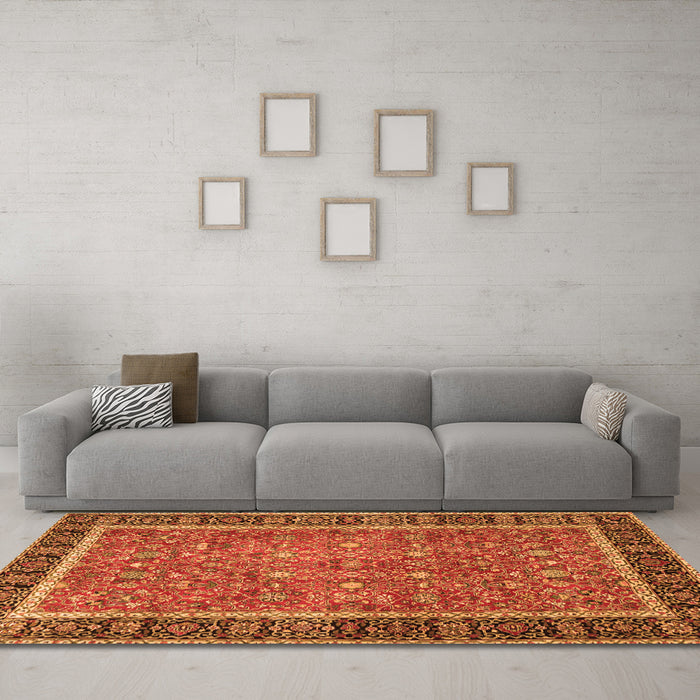 Machine Washable Persian Orange Traditional Area Rugs in a Living Room, wshtr3798org
