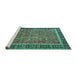 Sideview of Machine Washable Persian Turquoise Traditional Area Rugs, wshtr3798turq