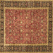 Square Persian Brown Traditional Rug, tr3798brn