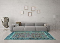 Machine Washable Persian Light Blue Traditional Rug in a Living Room, wshtr3798lblu