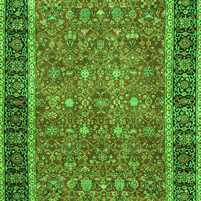 Serging Thickness of Machine Washable Persian Green Traditional Area Rugs, wshtr3798grn