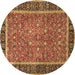 Round Persian Brown Traditional Rug, tr3798brn