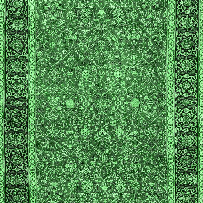 Machine Washable Persian Emerald Green Traditional Area Rugs, wshtr3798emgrn