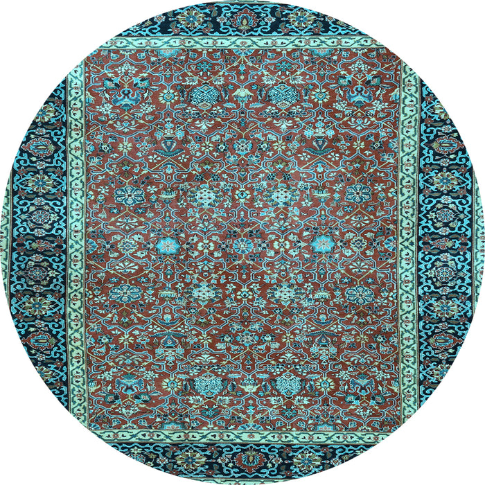Round Machine Washable Persian Light Blue Traditional Rug, wshtr3798lblu