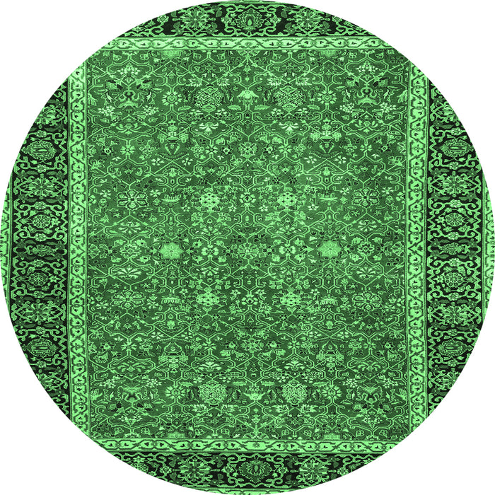 Round Persian Emerald Green Traditional Rug, tr3798emgrn