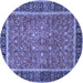 Round Persian Blue Traditional Rug, tr3798blu