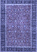 Machine Washable Persian Blue Traditional Rug, wshtr3798blu