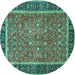 Round Persian Turquoise Traditional Rug, tr3798turq