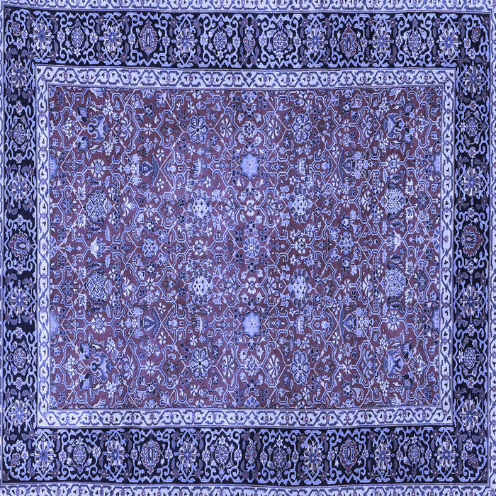 Square Machine Washable Persian Blue Traditional Rug, wshtr3798blu