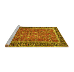 Sideview of Machine Washable Persian Yellow Traditional Rug, wshtr3798yw