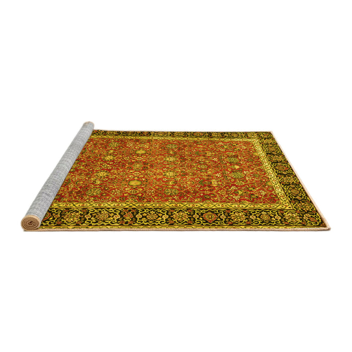 Sideview of Machine Washable Persian Yellow Traditional Rug, wshtr3798yw